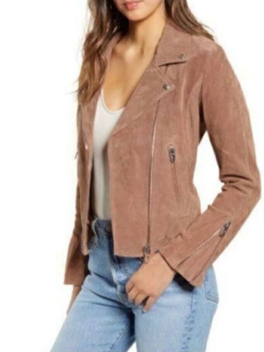 Suede Moto Jacket in light brown